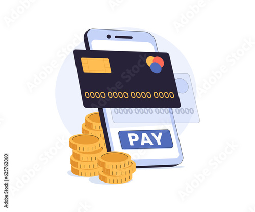 Pay money with mobile phone banking online payments. Pay online concept illustration set, perfect for banner, mobile app