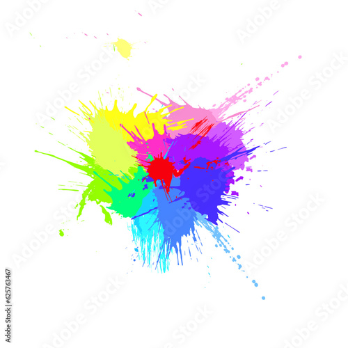 Colorful abstract grunge splashes, vector EPS10. Multicolor abstract wallpaper. Vivid backgrounds series. Bright rainbow colours. Vector without gradient with copy-space. High quality traced