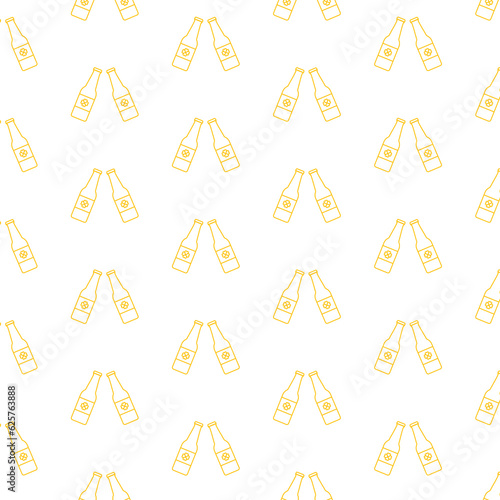 Digital png illustration of yellow bottles pattern on transparent background