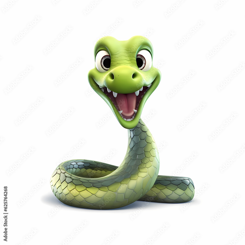 Fototapeta premium Snake 3D Isolated White Background