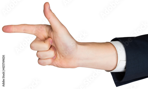 Digital png photo of hand of caucasian businessman on transparent background