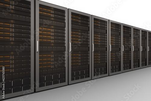 Digital png illustration of computer server room on transparent background