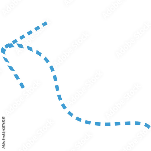 Digital png illustration of dotted curved blue arrow on transparent background