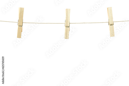 Quadro su tela Digital png photo of clothesline with clothes pegs on transparent background