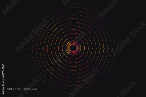 Circle Lines with Abstract Rings  Ripple. Background 3D Minimal Modern Vector Line for Ads  Cover  Branding  Banner. Pattern Dynamic Vibration Lines.
