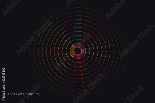 Circle Lines with Abstract Rings, Ripple. Background 3D Minimal Modern Vector Line for Ads, Cover, Branding, Banner. Pattern Dynamic Vibration Lines.