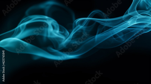 Blue wavy smoke on black background