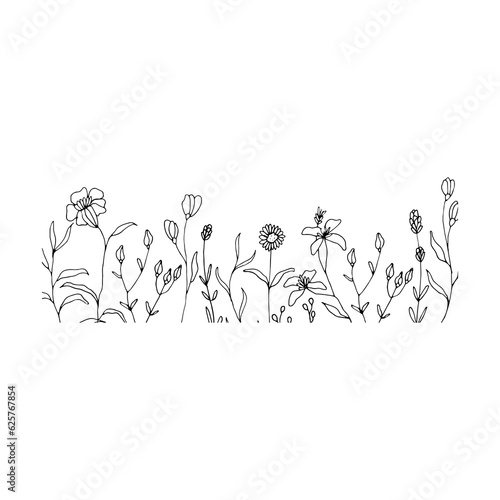 floral and grass frame illustration