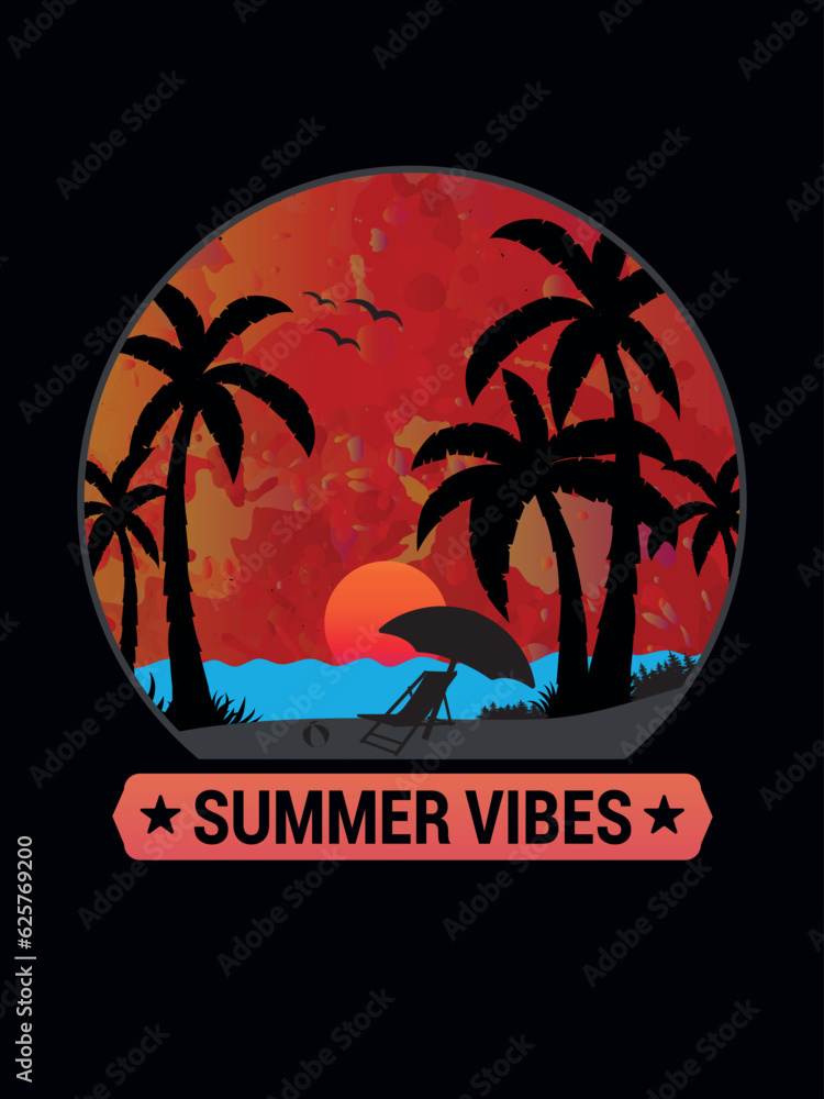 ''Summer vibes'' Summer T-Shirt design.