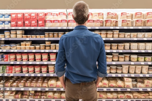 man grocery shopping in a s...