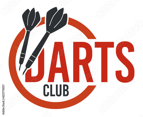 Darts club banner with arrows and inscription