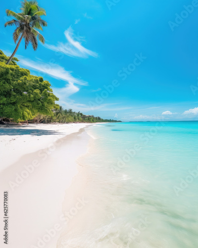 Tropical island with palm trees and turquoise blue water