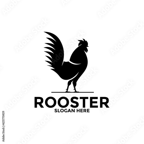 Rooster on Black color logo design, Rooster logo vector template
