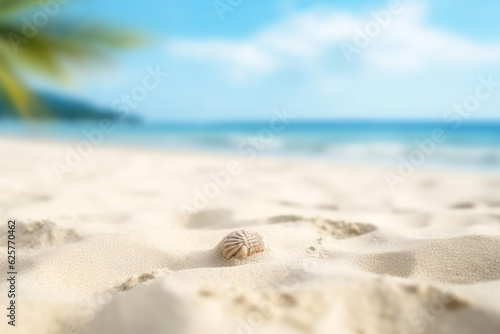 Landscape sand with sea sky background , Tropical sandy beach , Summer vacation holiday , Created with Generative Ai Technology © Atchariya63