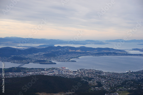 beautiful landscape vista of Mount Wellington tourist landmark in Hobart Tasmania in Australia, with granite stones and scrubland nature