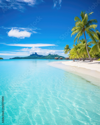 Topical beach landscape with palms and turquoise blue water © STORYTELLER