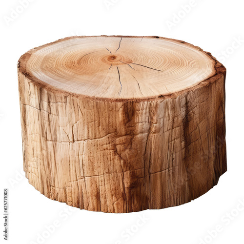cut tree trunk isolated on transparent background cutout