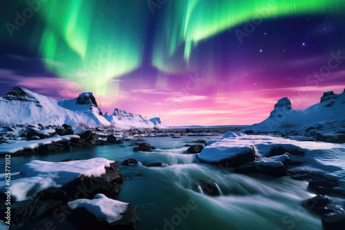 Northern lights (Aurora borealis) in the sky © STORYTELLER