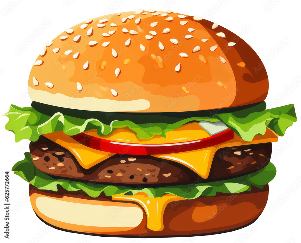 Hamburger Cheeseburger Realistic Illustration. Generative AI Hamburger Cheeseburger Realistic Illustration. Generative AI