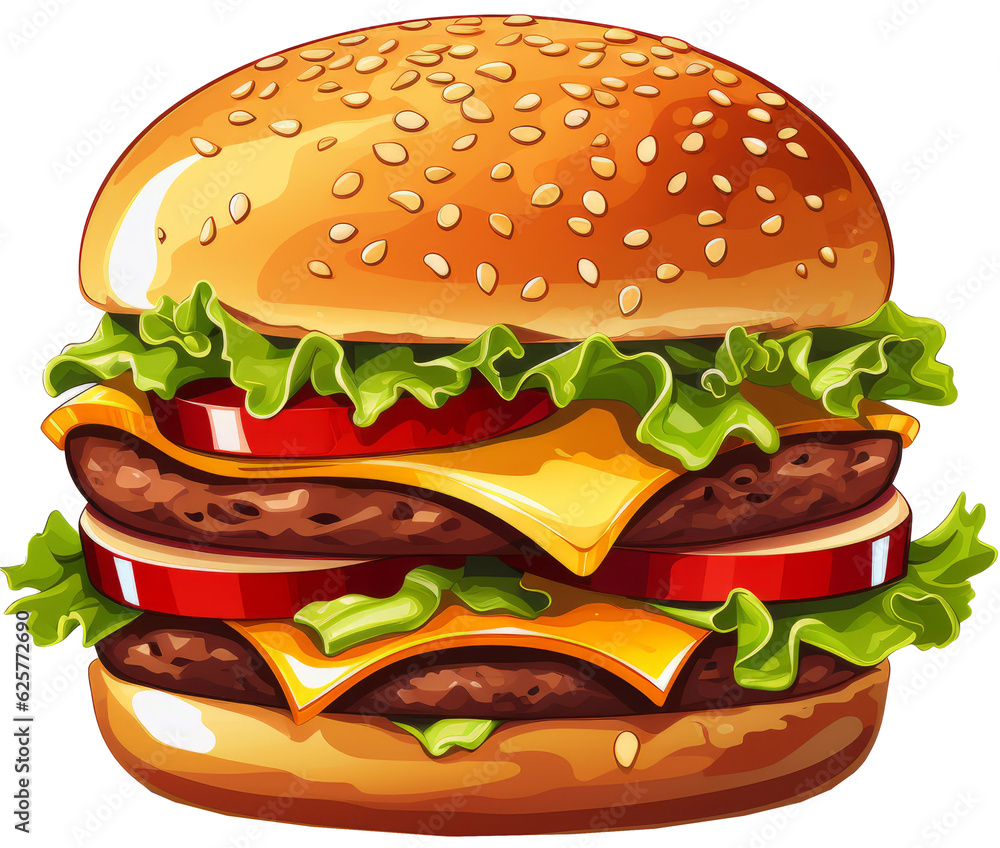 Hamburger Cheeseburger Realistic Illustration. Generative AI Hamburger Cheeseburger Realistic Illustration. Generative AI