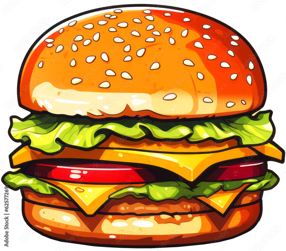 Hamburger Cheeseburger Realistic Illustration. Generative AI Hamburger Cheeseburger Realistic Illustration. Generative AI
