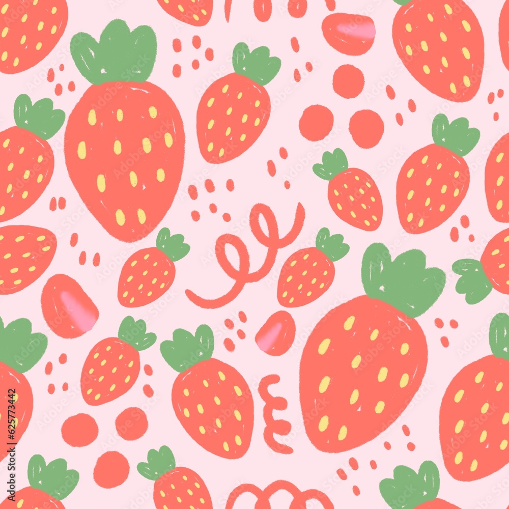 seamless pattern with strawberries on pink pastel background seamless pattern with strawberries on pink pastel background
