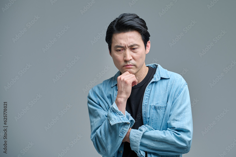 Middle-aged male office worker in casual clothes, various expressions of emotions Middle-aged male office worker in casual clothes, various expressions of emotions