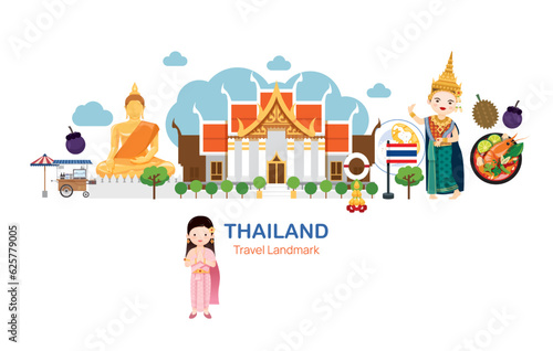 Thailand Travel Elements Landmark.Vector Illustration
