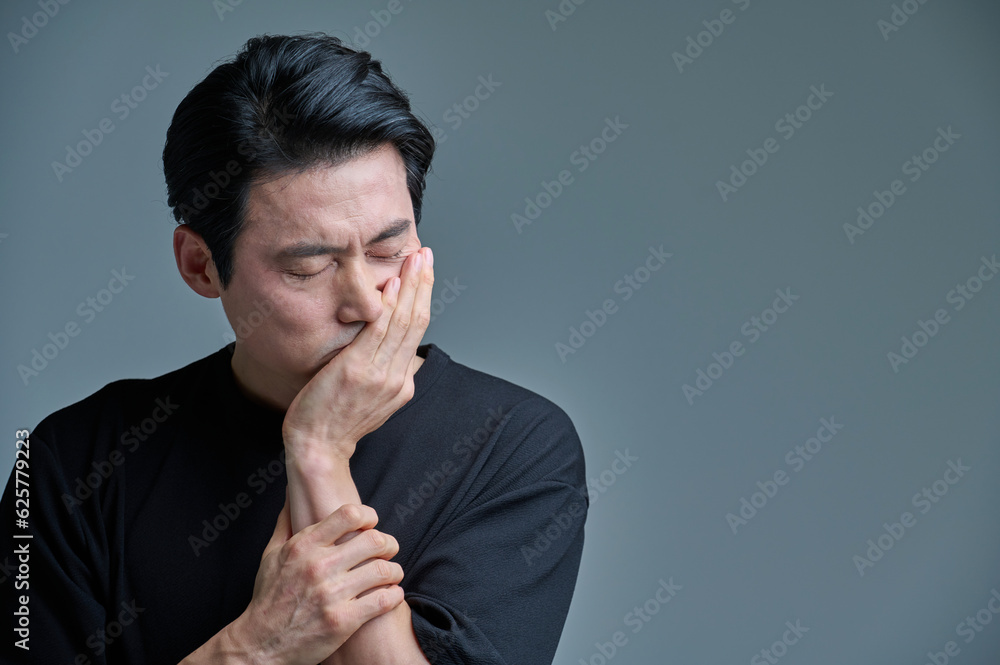 Middle-aged male office worker in casual clothes, various expressions of emotions Middle-aged male office worker in casual clothes, various expressions of emotions