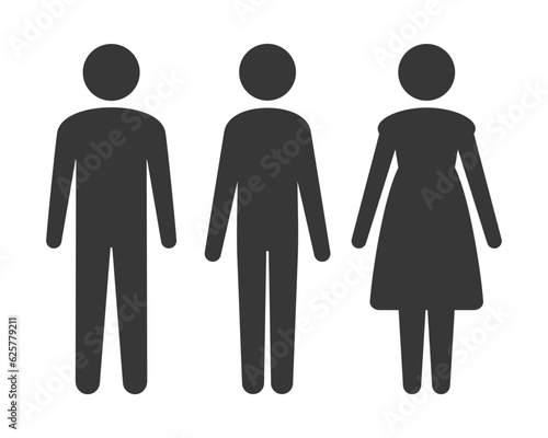 立っている3人のアイコン･ピクト - ジェンダー･ジェンダーレス･多様性･LGBTQ+のイメージ
