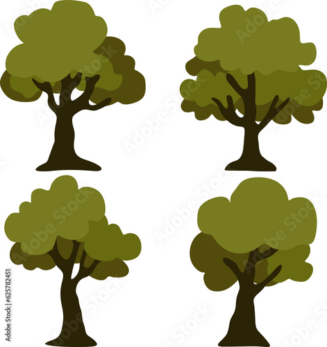 Set of Four Simple Tree Illustrations