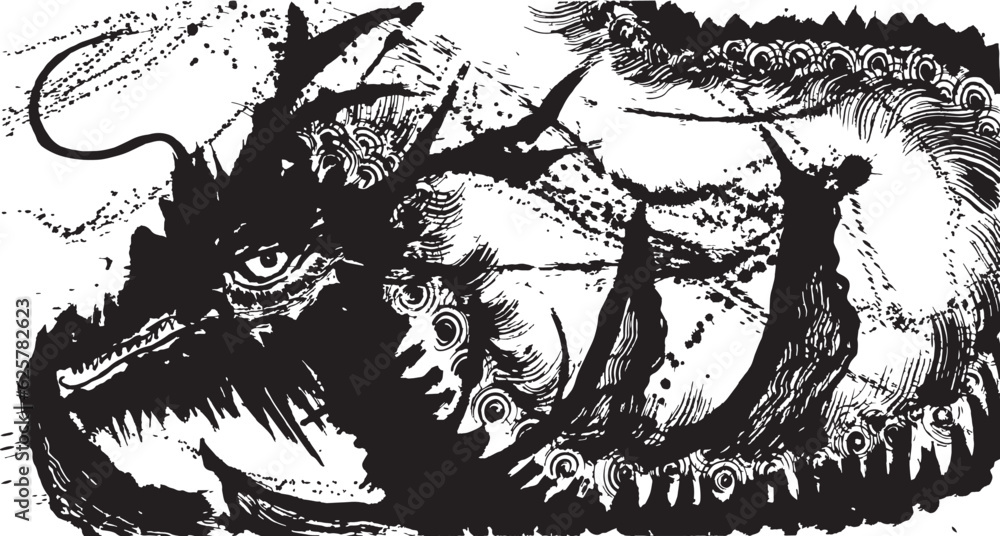 Obraz premium 龍 辰年 手書きの毛筆イラスト