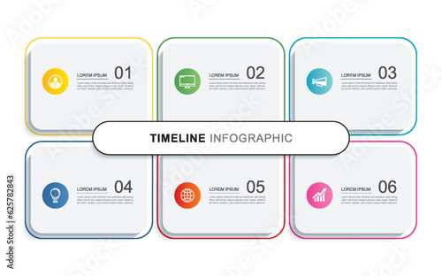 6 data infographics tab paper index template. Vector illustration business abstract background.