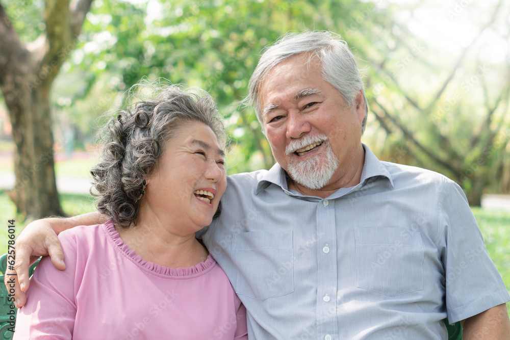 Healthy asian senior couple smiling with happiness Healthy asian senior couple smiling with happiness
