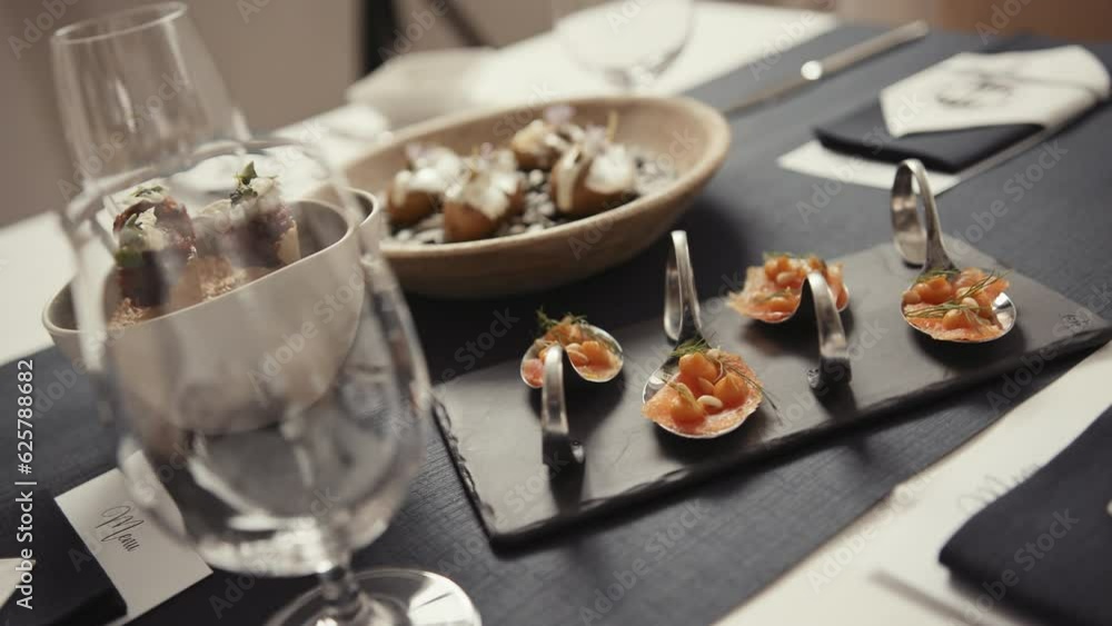 Fine dining dinner table at a restaurant Fine dining dinner table at a restaurant