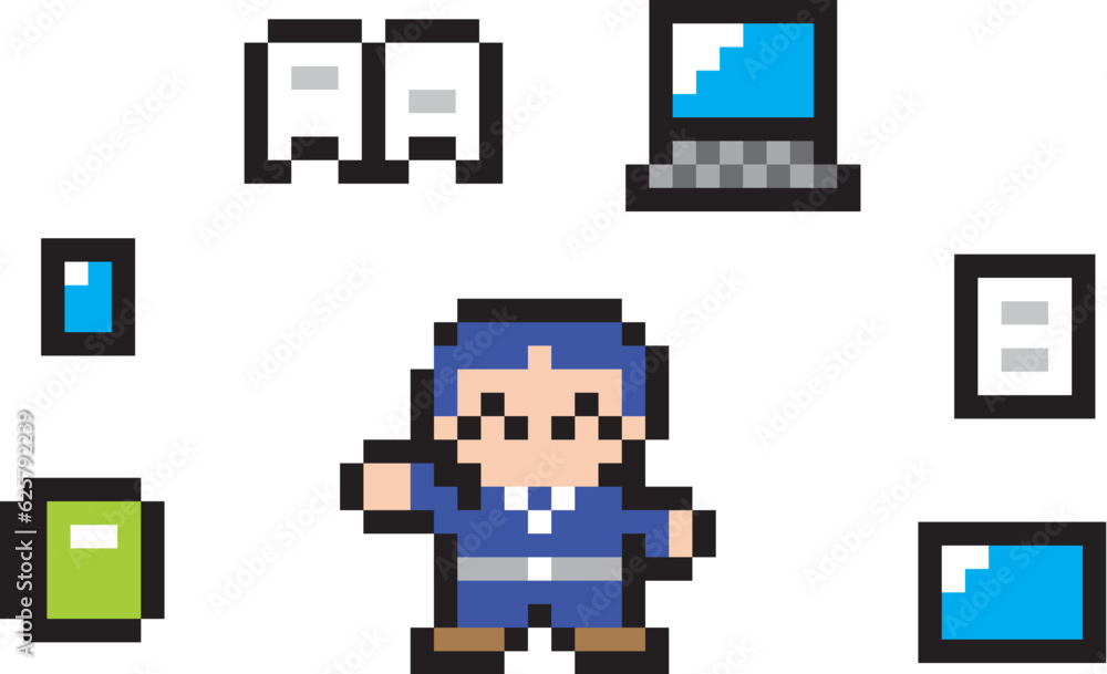 ビシネスドット絵 笑顔のビシネスマン ビシネスドット絵 笑顔のビシネスマン