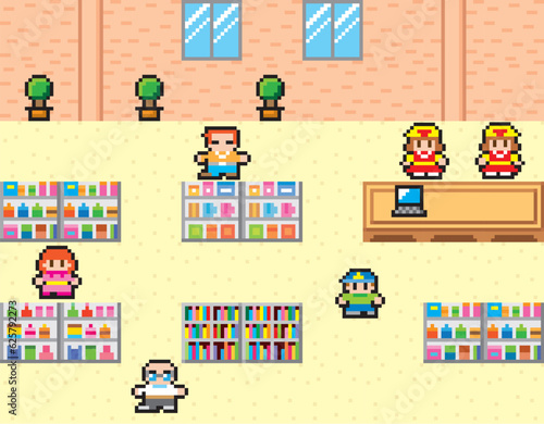 現代RPG風ドット絵　お店の風景