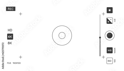 Camera screen with settings and focus recording