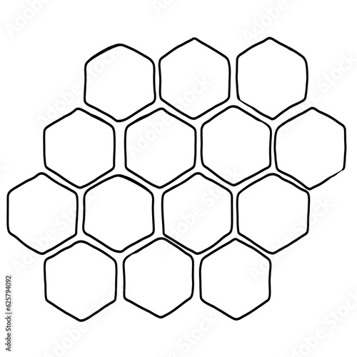 Honeycomb propolis doodle sketch. Cell comb structure. Hand drawn honey. Natural organic. Stock vector black and white illustration on white background.