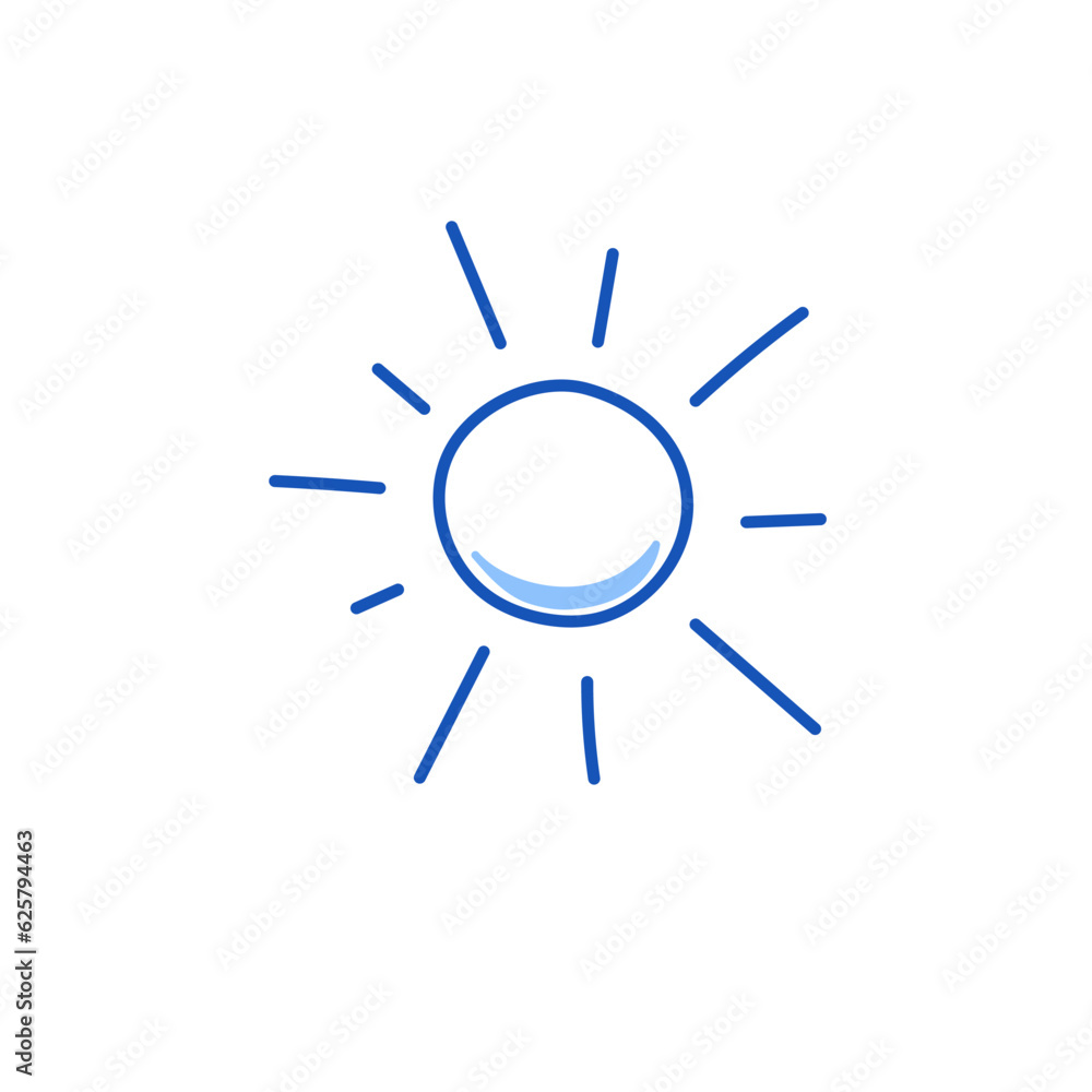 Sun doodle. Hand drawn sketch doodle style sun. Blue pen line stroke isolated element. Summer sky concept. Vector illustration. Sun doodle. Hand drawn sketch doodle style sun. Blue pen line stroke isolated element. Summer sky concept. Vector illustration.