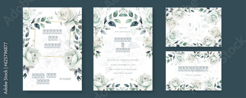 Premium elegant wedding card with beautiful floral and leaves template