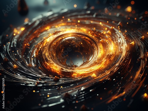 Golden spiral galaxy, space art, outter space. Generative ai