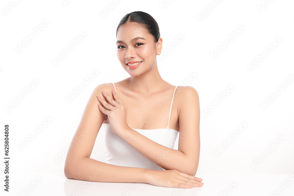 Beautiful young asian woman with clean fresh skin on white background, Face care, Facial treatment, Cosmetology, beauty and spa, Asian women portrait. Beautiful young asian woman with clean fresh skin on white background, Face care, Facial treatment, Cosmetology, beauty and spa, Asian women portrait.