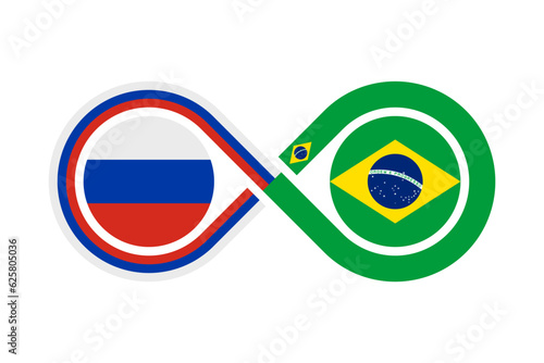 unity concept. russian and brazilian portuguese language translation icon. vector illustration isolated on white background