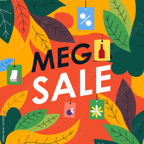 Mega sale price reduction, shopping on discounts