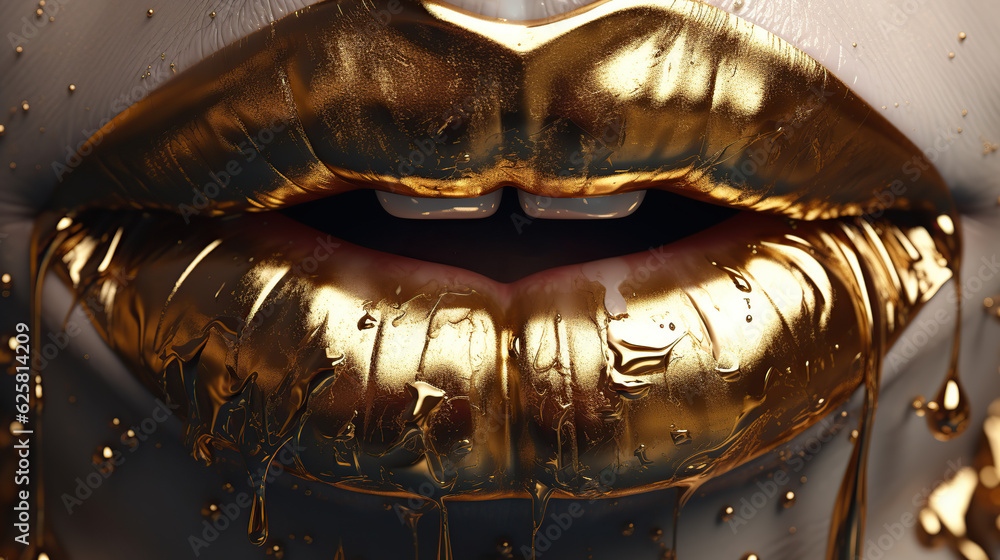 golden lips closeup 
