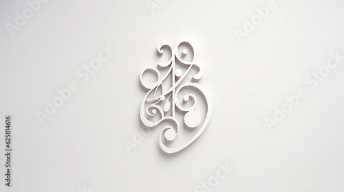 white musical note illustration in paper cut style on white isolated background