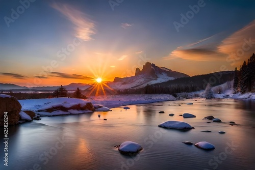 sunset over the lake