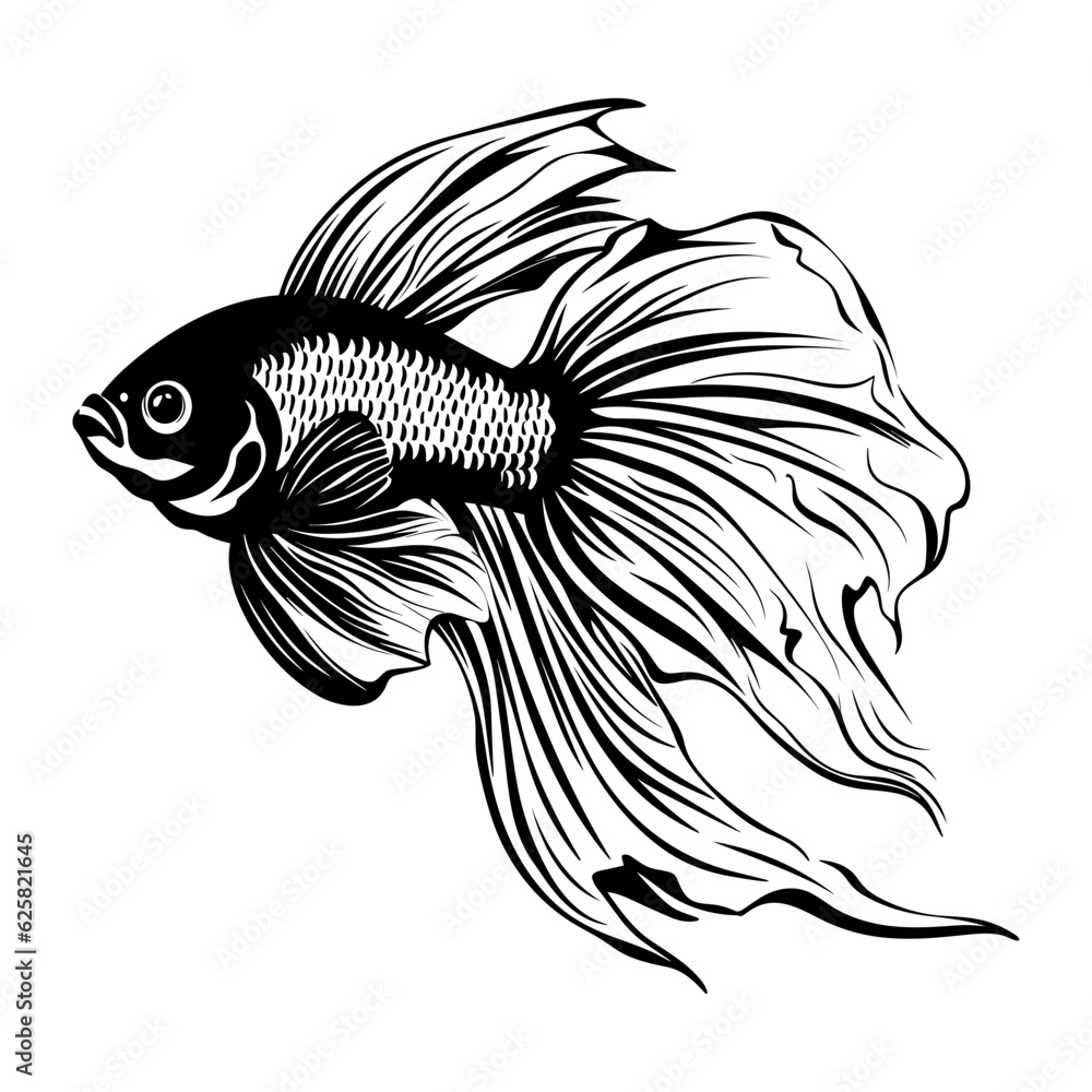 Betta fish logo black silhouette svg vector Stock Vector | Adobe Stock