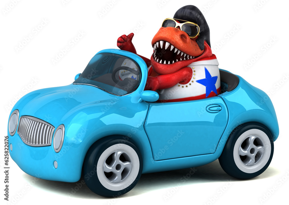 Fun 3D cartoon illustration of a Trex rocker Fun 3D cartoon illustration of a Trex rocker
